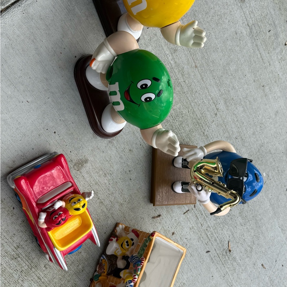 Lot of M&M'S collectibles Figures - Green, Yellow, Blue candy dispensers.
